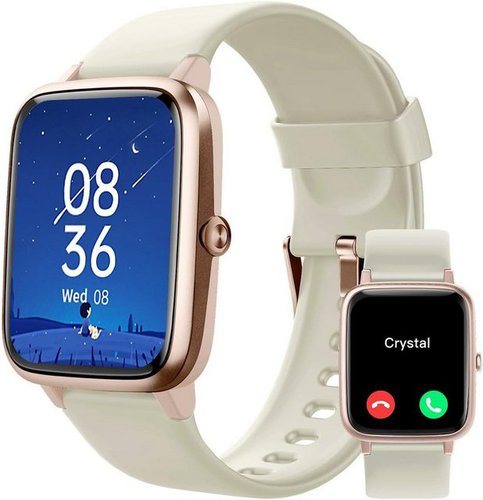 Grv für Damen Herren mit Telefonfunktion,Fitness Smartwatch (Android/iOS), mit Herzfrequenzmessung SchrittzählerSchlafmonitor MultiTrainingsmodi