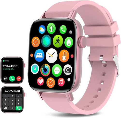 Deguyxew Für Damen und Herren (Anrufe annehmen/tätigen) Smartwatch (1.9 Zoll, A), mit wasserdichte Sport-Digitaluhren, Blutdruck-Herzfrequenzmesser