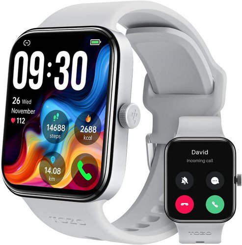 Tozo Damen's und Herren's Fitness Tracker IP68 wasserdicht Smartwatch (1,78 Zoll, Android/iOS), mit Herzfrequenz, Schlaf-Monitor Calling funktion