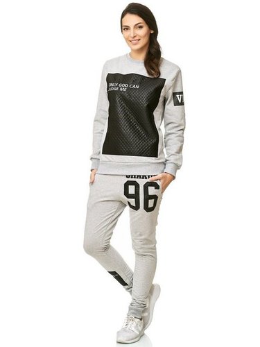 Code47 Jogginganzug Damen Jogginganzug Sportanzug Fitness Training Shakur Only God Can (Sportanzug Trainingsanzug Fitnessanzug, 2-tlg)