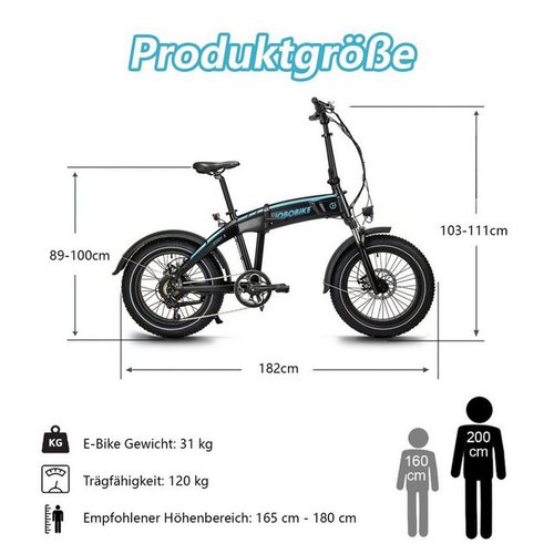 Jobobike E-Bike Eddy, Eddy X. Herbst/Winter SALE! faltbares  Elektro-Fatbike, 7 Gang Shimano Acera