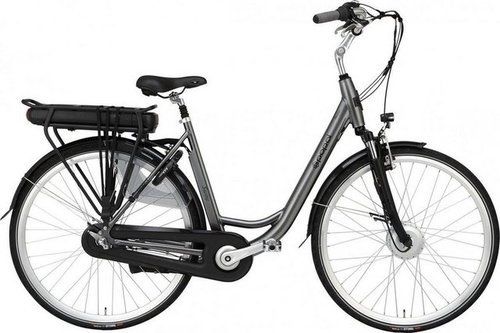 Popal E-Bike Sway 28 Zoll 53 cm 3G Elektro-Damenfahrrad Silbergrau, 36V - 250W Vorderradmotor