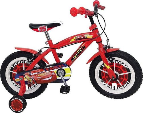 Disney Kinderfahrrad Cars McQueen 14 Zoll 23,5 cm Jungen Felgenbremse Rot, 1 Gang