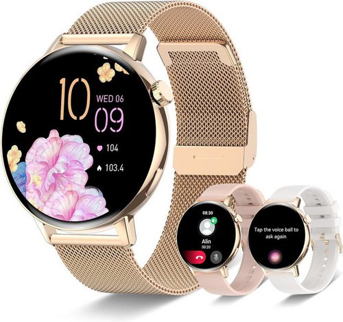Innofovo Smartwatch (1,32 Zoll, Android, iOS), mit Sprachassistent Pulsmesser SpO2 Schlafüberwachung,19Sportmodi IP67