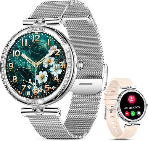 Shepatio Multifunktionalität Smartwatch (1,19 Zoll, Android, iOS), Telefonfunktion IP68 Sportuhr mit Blutdruckmessung Pulsmesser SpO2