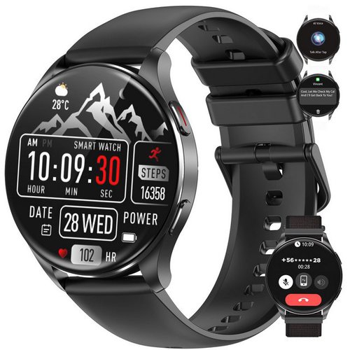 Blackview X20 für Herren und Damen mit Telefonfunktion Smartwatch (4,5 cm/1,43 Zoll), 1-tlg., AMOLED Always-On Display, IP68 wasserdicht