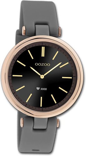 Oozoo Damen Armbanduhr Smartwatch Smartwatch (kompatibel ab Android 5.1+ und IOS 8.0), Multifunktionsuhr, Damenuhr Textilarmband grau, rundes Gehäuse, mittel (ca. 38mm)