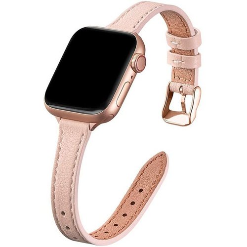 GelldG Leder Armband für Apple Watch Armband 41mm 40mm 38mm, Damen Ersatz Lederband für iWatch Serie 7 6 5 4 3 2 1 (Pink, 38mm40mm41mm)