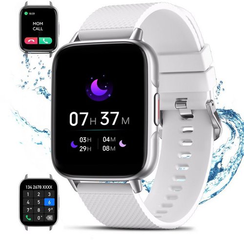 Tisoutec Smartwatch Damen Herren Smartwatch (Fitnessuhr mit Telefonfunktion/WhatsApp Notiz,Smartwatch Fitness Tracker Uhr IP67 Wasserdicht,1.7" HD Voll Touchscreen Fitnessuhr Tracker mit Blutsauerstoff/Pulsmesser/Sportuhr/Schrittzähler/Schlafmonitor Aktivitätstracker usw für iOS/Android Uhren Watch cm/1.7 Zoll)