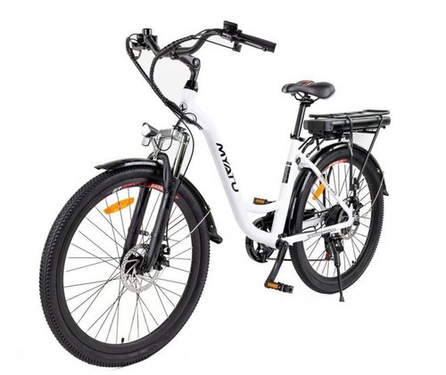 Myatu E-Bike MYT-5685, 6 Gang, Kettenschaltung, Heckmotor, (Mit Batterieladegerät, City e-bike), e-bike für Frauen,Mit Heckrahmen,Shimano Getriebe