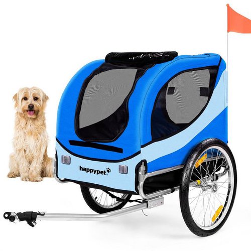 Happypet Fahrradhundeanhänger PBTR01, Anhänger für Mittelgroße Hunde, Max. 40 kg, Navy Blau