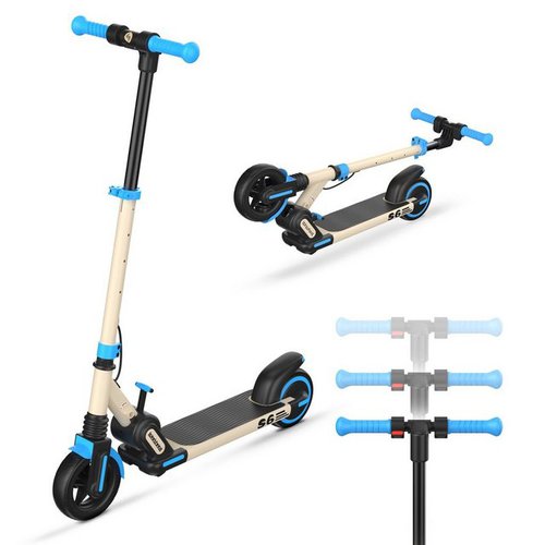 Ihoverboard Miniscooter 6,5 Zoll Elektroroller für Kinder von 6-12 Jahren, Zusammenklappbar, 150,00 W, 15,00 km/h, Hydraulischer Stoßdämpfer, 4 Höhenverstellungen 75-100cm, Fingerbremse