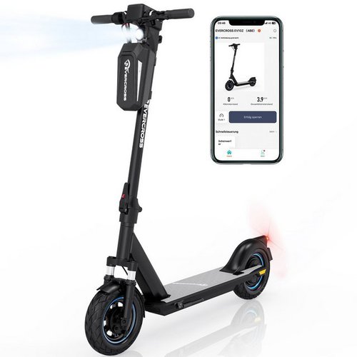 Evercross Tech E-Scooter EV10K MAX mit Straßenzulassung(ABE), 50KM, 10/15/20 KM/H, APP, 15.6AH AKKU, duales Bremssystem, 10'' klappbarer Elektroroller