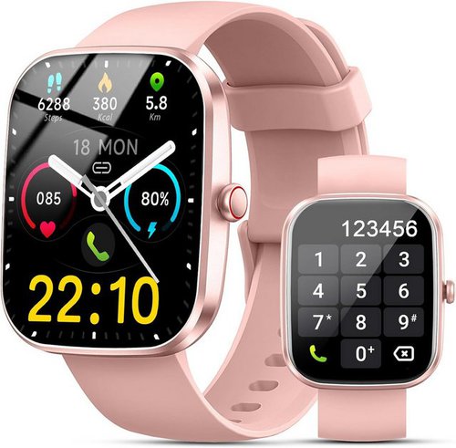 Kuizil Fur Damen Herren mit Telefonfunktion, Fitness 100+Sportmodi IP68 Smartwatch (1.91 Zoll, Android / iOS), mit Herzfrequenz, Schrittzähler, SpO2, Schlafmonitor