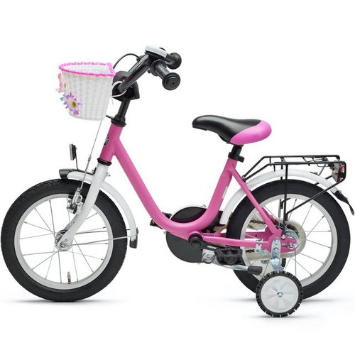 Bachtenkirch Kinderfahrrad 14 Zoll Matt Pink Fahrrad ab 3 Jahre, Rücktritt, Stützräder, Ständer, Korb