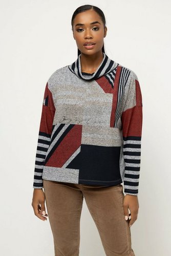 Gina Laura Sweatshirt Sweatshirt oversized Grafik Print Rollkragen