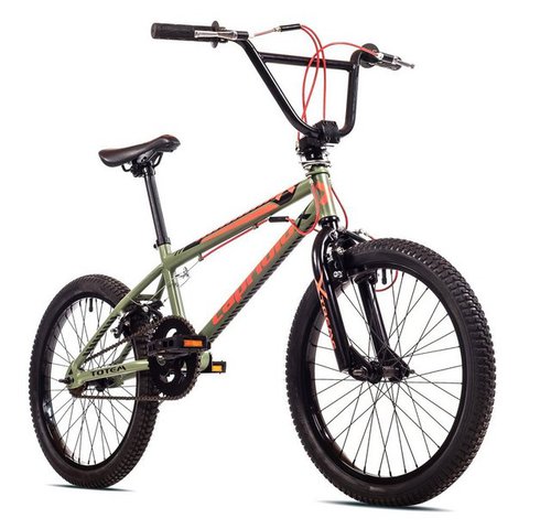 Breluxx BMX-Rad 20 Zoll BMX TOTEM olive, 360° Rotor-System, Freestyle - inkl. 4 Pegs, 1 Gang, ohne Schaltung