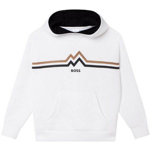 Boss Kapuzensweatshirt HUGO Kids Hoodie Sweater beige Logoprint in braun