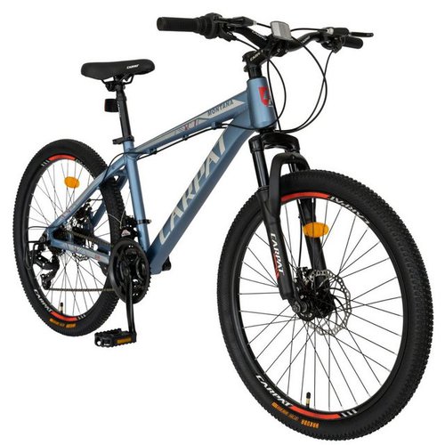 Carpat Sport Mountainbike 24 Zoll Kinderfahrrad MTB für Mädchen Jungen Herren und Damen, 21 Gang Shimano, Kettenschaltung, Alu-Rahmen, Jugendliche Hardtail Fahrrad, Kinder Mountainbike