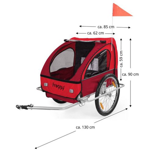 Froggy Fahrradkinderanhänger, mit Federung + 5-Punkt Sicherheitsgurt Radschutz Anhänger für Kinder