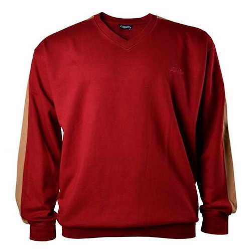 Lucky Star Sweater Übergrößen Sweatshirt rot-camel mit Einsätzen