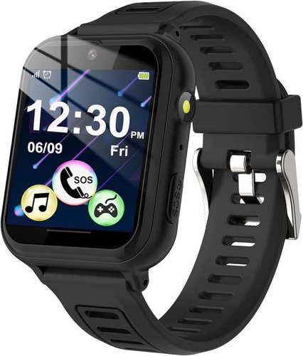 Liteypp Kinder Telefon Smartwatch für Kinder Jungen Mädchen Smartwatch (1,54 Zoll), mit Anruf SOS Spiele Musik Player Video Kamera Wecker Taschenlampe