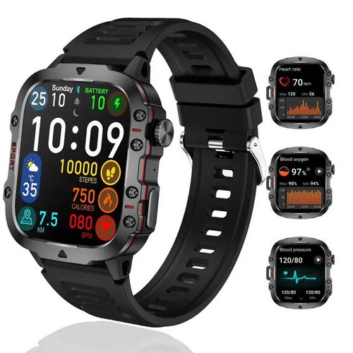 Zree Smart Watch Herren Damen mit Telefonfunktion Smartwatch (1,96 Zoll) 100+ Sportmodi Sportuhr mit Pulsuhr/Schlafmonitor, IP68 Wasserdicht Fitnessuhr mit Information Erinnerung für iOS Android