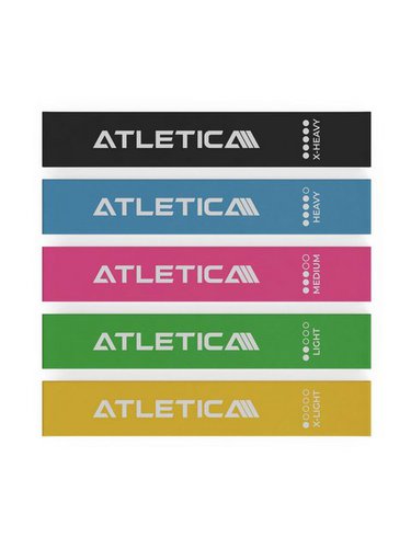 Atletica Mini-Widerstandsbänder, Volles Set, 5 Stärken Fitnessband