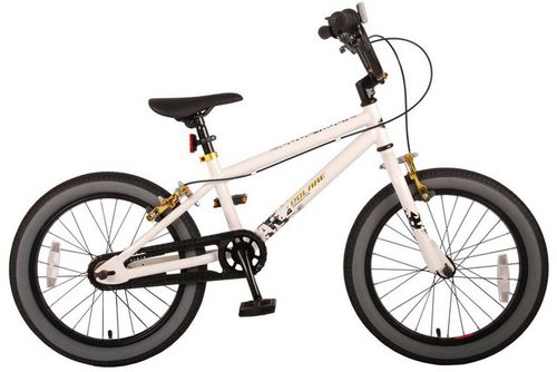 Lenosa Kinderfahrrad BMX Cross-bike • Jungen Fahrrad 18 Zoll • weiß / blau • Alter: 4 - 7, 1 Gang, zwei Handbremsen