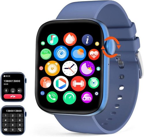 Diyarts Smartwatch (4,5 cm/1,8 Zoll) Damen Herren Fitness Tracker, HD Touchscreen Fitnessuhr, Schlafmonitor Pulsuhr 120+ Sportmodi