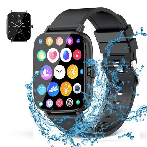 Ombar Smartwatch Damen Herren,1,7 Zoll Touchscreen Fitnessuhr Smartwatch (Fitnessuhr mit Telefonfunktion/WhatsApp Notiz,Smartwatch Fitness Tracker Uhr IP67 Wasserdicht,1.70" HD Voll Touchscreen Fitnessuhr Tracker mit Blutsauerstoff/Pulsmesser/Sportuhr/Schrittzähler/Schlafmonitor Aktivitätstracker usw für iOS/Android Uhren Watch cm cm/1.7 Zoll)