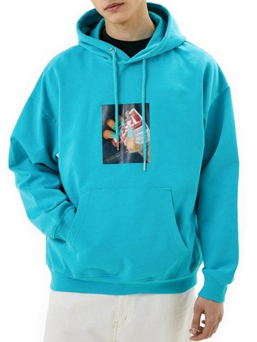 Diesel Kapuzensweatshirt Logo Print Hoodie Türkis Blau - S-UMMER-A84 5II