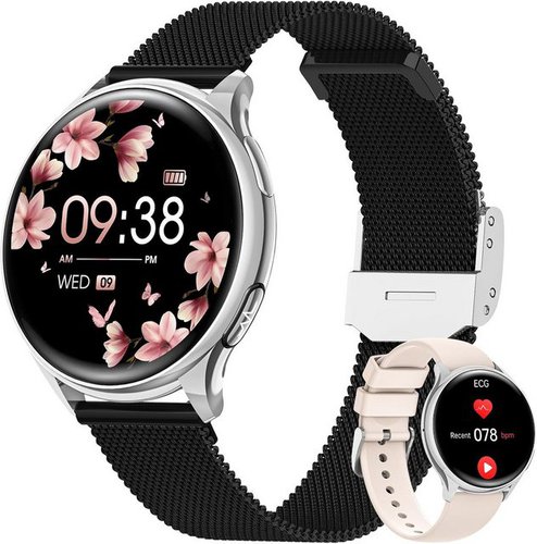 Aimiuvei Damen's Telefonfunktion IP68 wasserdicht Smartwatch (1,27 Zoll, Android/iOS), mit austauschbarem weichem Silikonarmband, mit Telefonfunktion 150+ Sports, 24H Herzfrequenz Schlafmonitor SpO2
