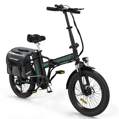 Hitway E-Bike 20" 3,0 Fat Elektrofahrrad mit Tasche MTB klapprad,250W/36V/12Ah, 7 Gang Shimano, Kettenschaltung, Heckmotor, 432 Wh Akku, Damen/Herren, +Fahrradpump-Schloss,StVZO,E-Mountainbike