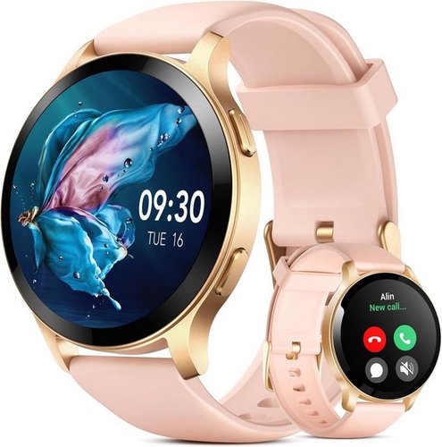 Parsonver Smartwatch (1,43 Zoll, Android iOS), Damen mit Telefonfunktion Fitness-Tracker HD IP68 Wasserdicht Sportuhr