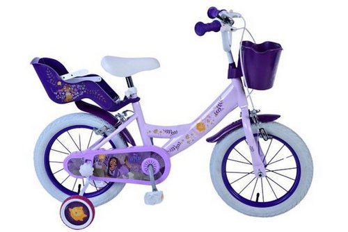Volare Kinderfahrrad Disney Wish Kinderfahrrad 14 Zoll in Lila, (1-tlg), Luftbereifung, höhenverstellbarer Sattel und Lenker, mit Puppensitz