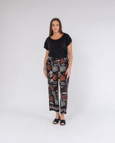 October Relaxhose Sommerhose schwarz gemustert