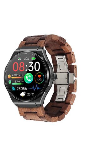Knauermann Pro 3 (2024) rund Smartwatch, Gesundheitsuhr mit Telefoniefunktion - EKG und SOS Funktion, Gesundheitsfunktionen