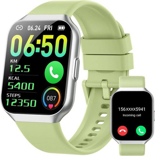 Hendari Herren's und Damen's Telefonfunktion IP68 Wasserdicht Fitness-Tracker Smartwatch (1,96 Zoll, Android/iOS), mit 140+ Sportmodi Schlaf-Monitor Schrittzähler
