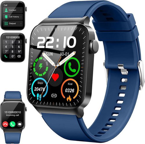Donerton Erfassung von Schlafmustern und App-basierte Gesundheitsberichte Smartwatch (1,85 Zoll, Android, iOS), mit Telefonfunktion 112+Sportmodi IP68 Wasserdicht Fitnessuhr Sportuhr