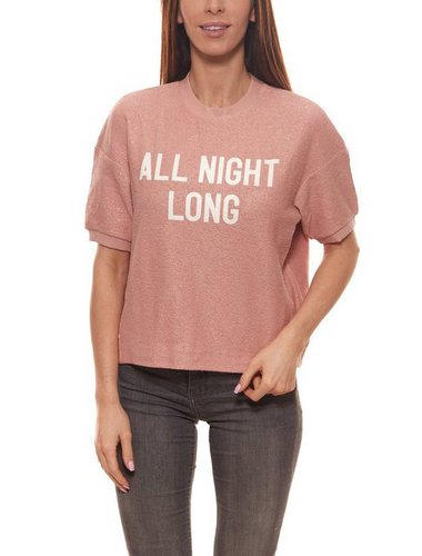 Lee Lee® Sweater All Night Long Sweater kurzärmliges Damen Sweat-Shirt Pullover Rosa