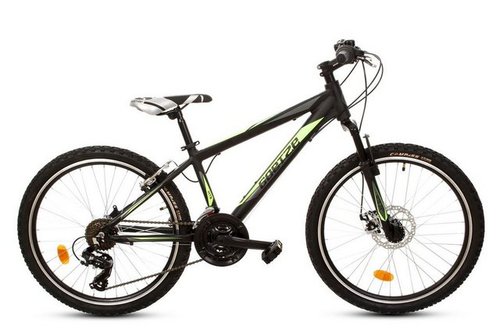 T&y Trade Mountainbike 24 Zoll Alu Aluminium Kinder Fahrrad MTB Mountainbike Highflyer S-Gelb, 18 Gang Shimano, Kettenschaltung, Alu, Federgabel, Scheibenbremse, 18 Gang