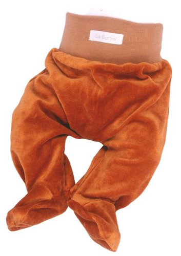 La Bortini Schlupfhose Hose mit Füßchen Babyhose warm Nickihose in Braun mit weichem Bund und Füßchen, aus kuscheligem Velours-Stoff
