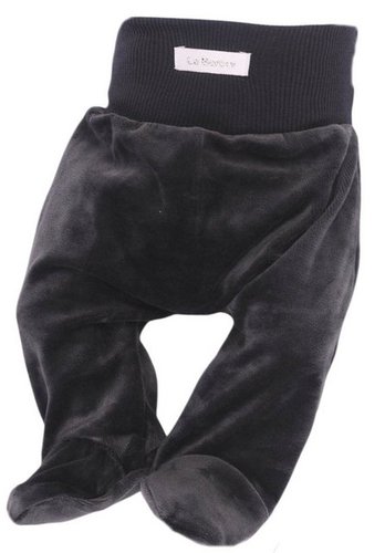 La Bortini Schlupfhose Hose mit Füßchen Babyhose in Grau warm für Frühchen Babys Neugeborene aus weichem Velours, 44 50 56 62 68