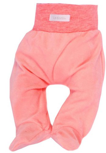 La Bortini Schlupfhose Hose mit Füßchen Babyhose warm für Frühchen, Baby und Kinder in orange aus weichem Velours, 44 50 56 62 68