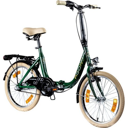 Agon agon® Faltrad Cruiser, 3 Gang, Nabenschaltung, Faltrad Klappfahrrad Gepäckträger Beleuchtung Fahrrad 3-Gang