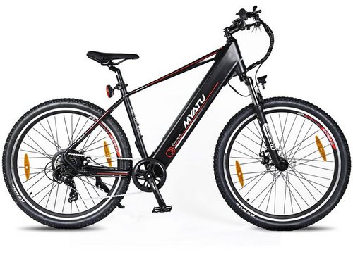 Myatu E-Bike E Bike Mountainbike 27,5 Zoll Elektrofahrrad mit 13AH Akku, 7 Gang, Kettenschaltung, Heckmotor