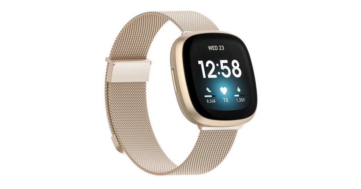 edimens Schlankes Metallarmband aus Edelstahl für Fitbit Versa 3 Fitbit