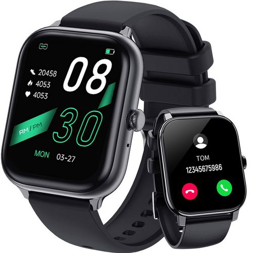 Aoucheni Smartwatch Fitnessuhr mit Schlaf und Pulsmesser, Activity Tracker Smartwatch für Android iOS, mit Schrittzähler Pulsuhr Blutdruck Messgerät Stoppuhr, Körperuhr, Fitness-Tracker machen, Herzfrequenzsensor, Schrittzähler