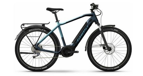 Ghost E-Bike E-TERU B Essential EQ dark gray/met. light blue - glossy, 9 Gang, Mittelmotor, Gepäckträger, Lichtanlage, Schutzbleche